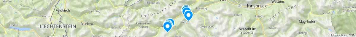 Kartenansicht für Apotheken-Notdienste in der Nähe von Gramais (Reutte, Tirol)